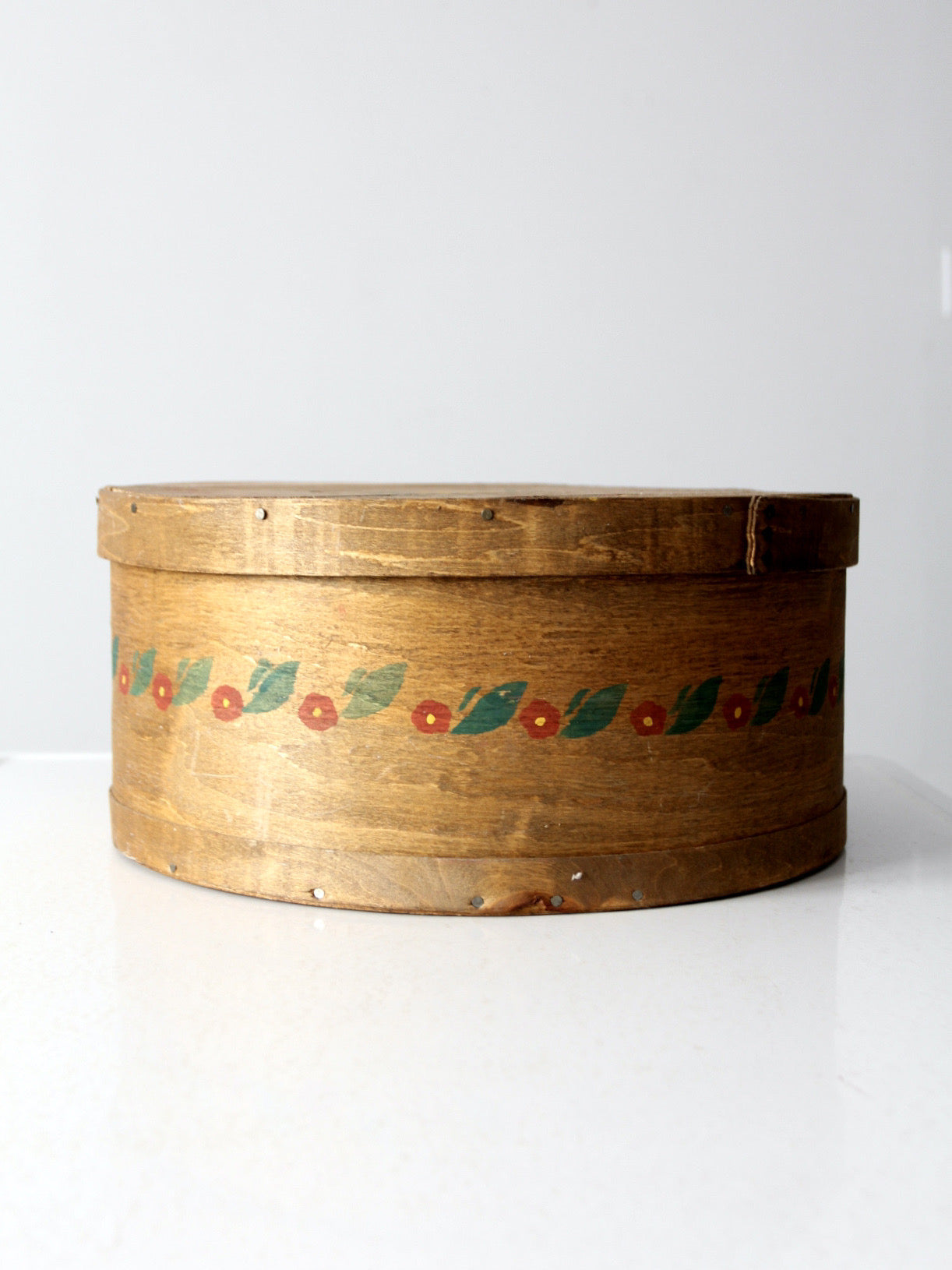 antique painted wood cheese box