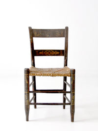 antique Hitchcock style stenciled rush seat side chair