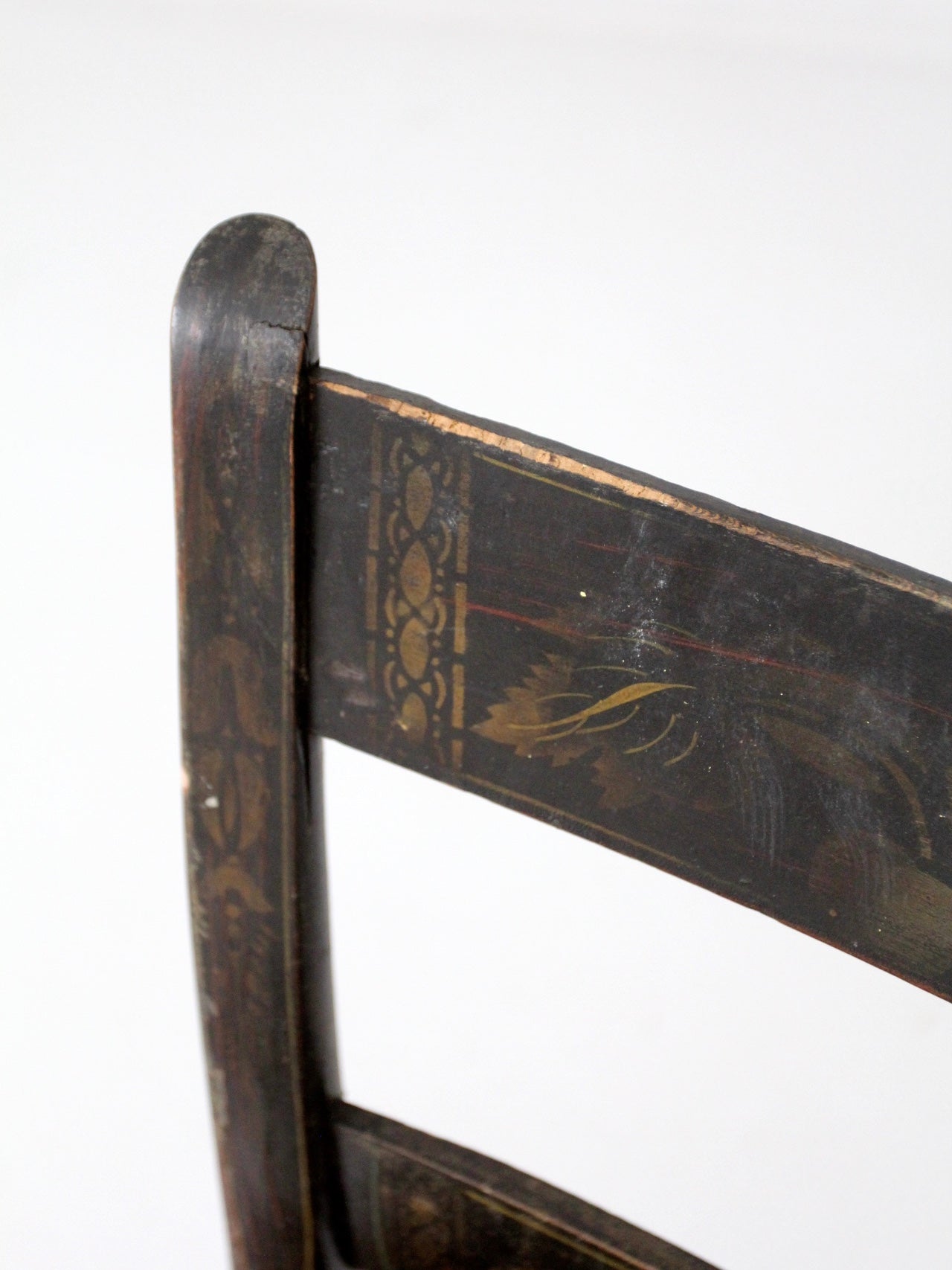 antique Hitchcock style stenciled rush seat side chair