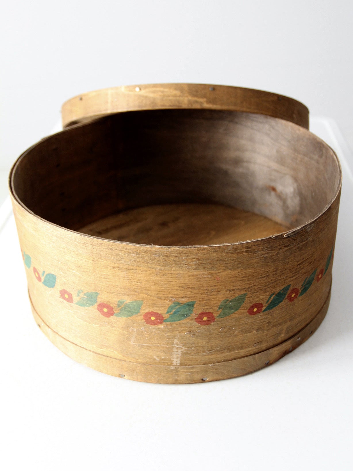 antique painted wood cheese box