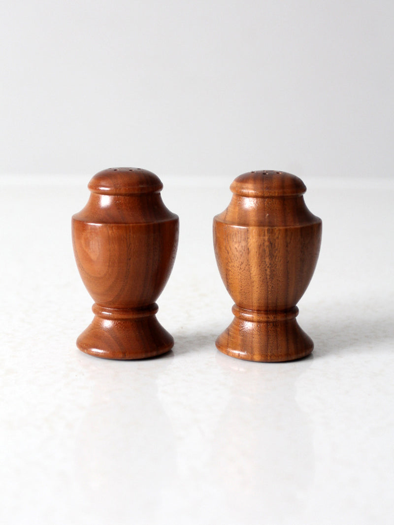 vintage wood salt and pepper shakers set