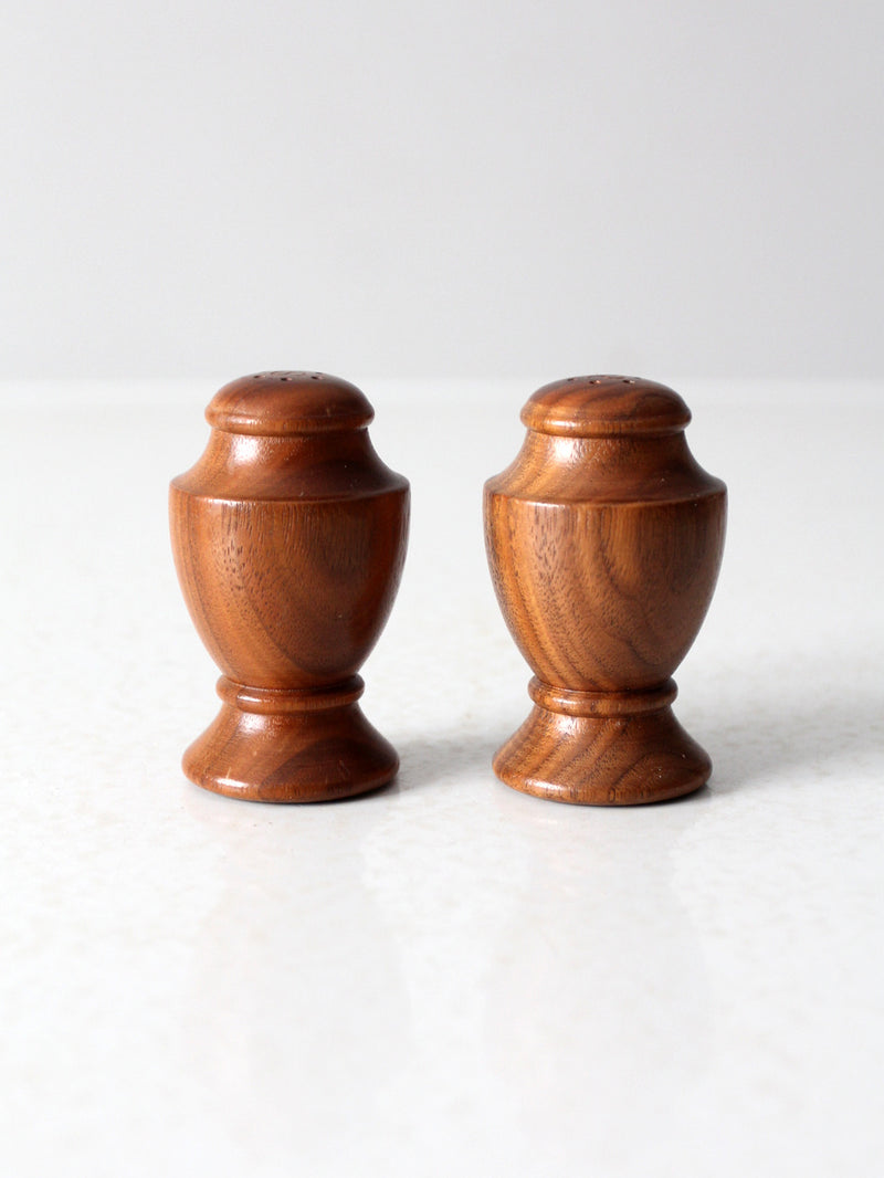 vintage wood salt and pepper shakers set