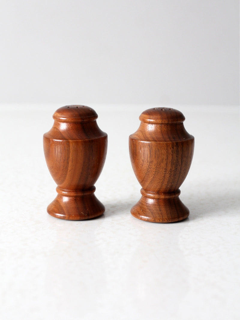 vintage wood salt and pepper shakers set