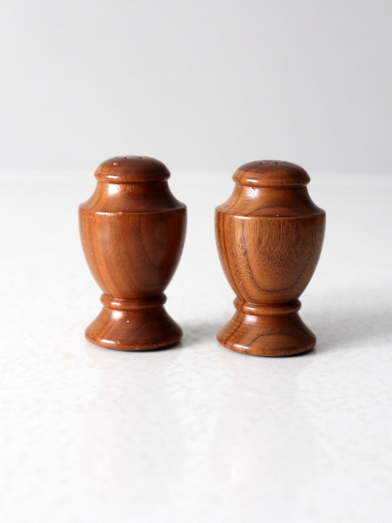 vintage wood salt and pepper shakers set