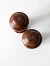 vintage wood salt and pepper shakers set