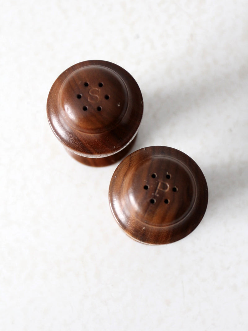 vintage wood salt and pepper shakers set