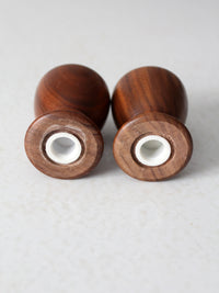 vintage wood salt and pepper shakers set