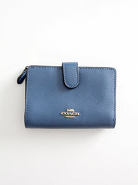 Coach blue crossgrain leather wallet