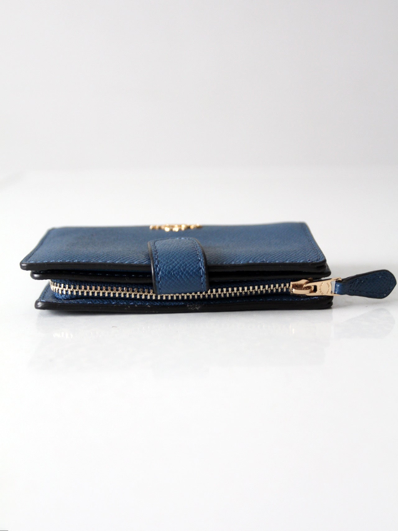 Coach blue crossgrain leather wallet