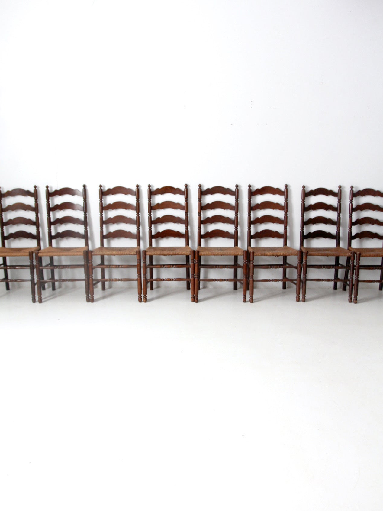 set of 8 Tell City Chair rush seat dining chairs