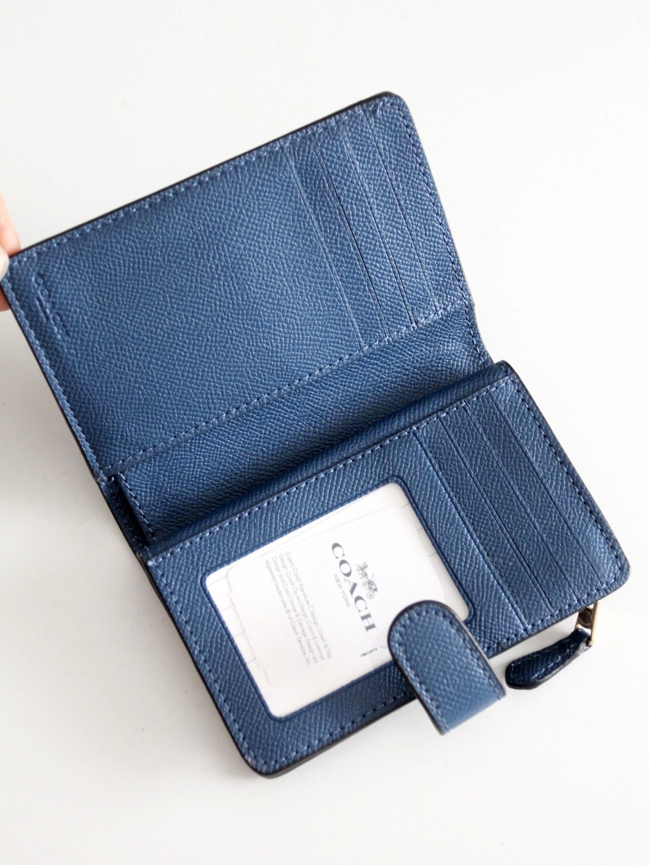 Coach blue crossgrain leather wallet