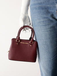 Michael Kors Savannah mini satchel in merlot Saffiano leather