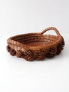 vintage folk art pine needle basket