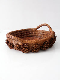 vintage folk art pine needle basket