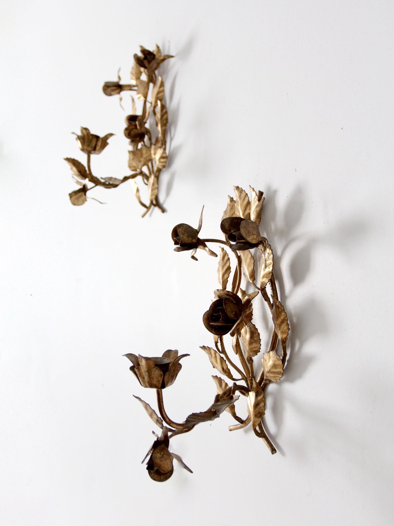 pair of vintage tole candle sconces