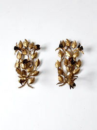 pair of vintage tole candle sconces