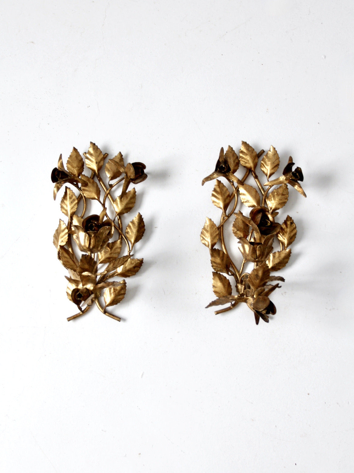 pair of vintage tole candle sconces