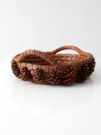 vintage folk art pine needle basket