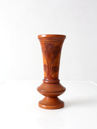 mid-century hand-carved wood vase