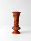 mid-century hand-carved wood vase