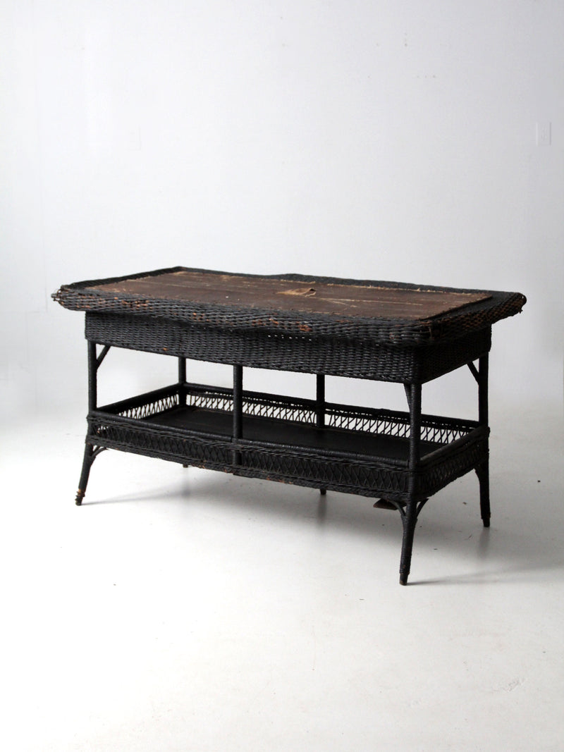 antique wicker library table