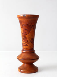 mid-century hand-carved wood vase