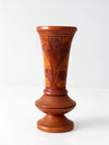 mid-century hand-carved wood vase