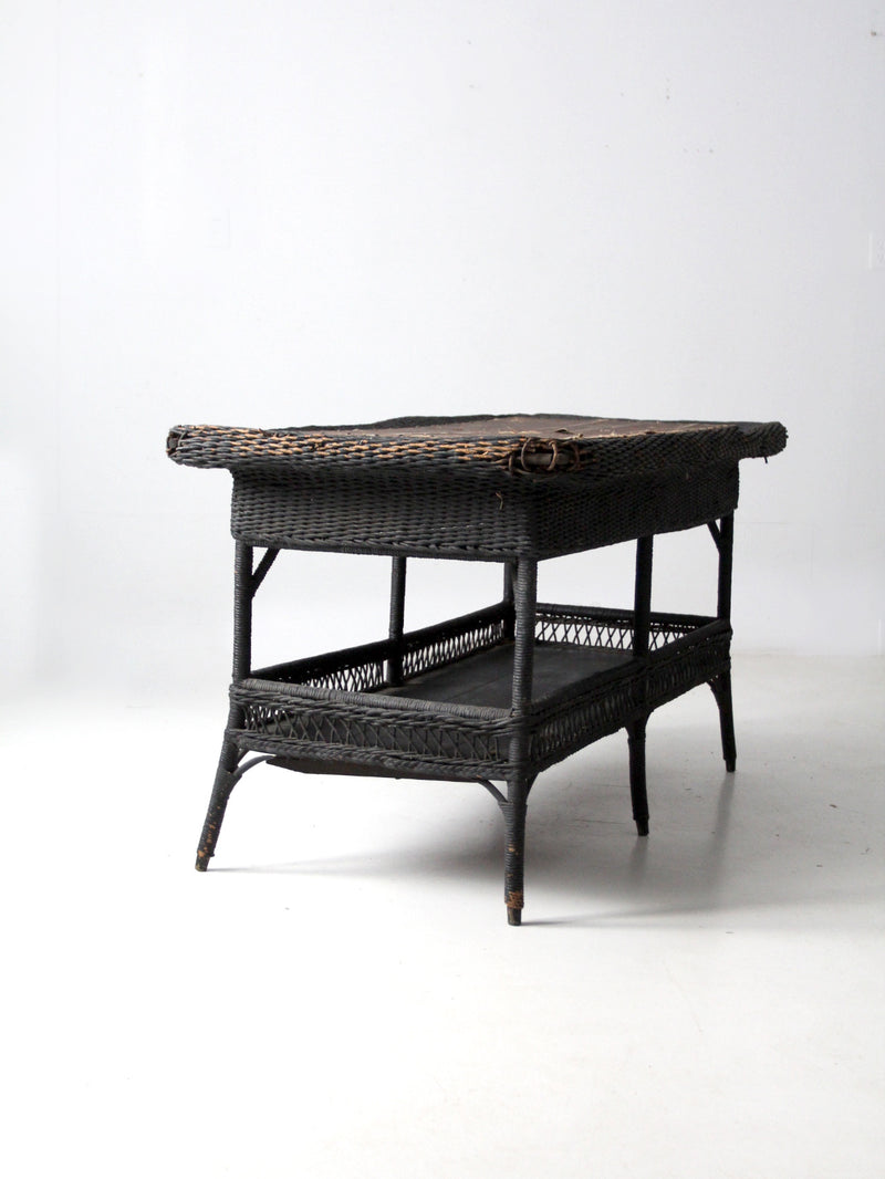 antique wicker library table