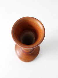 mid-century hand-carved wood vase