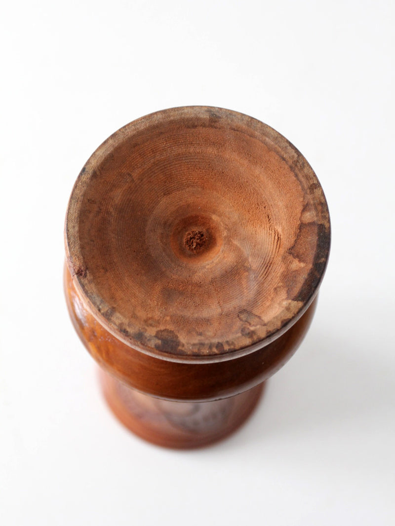 mid-century hand-carved wood vase