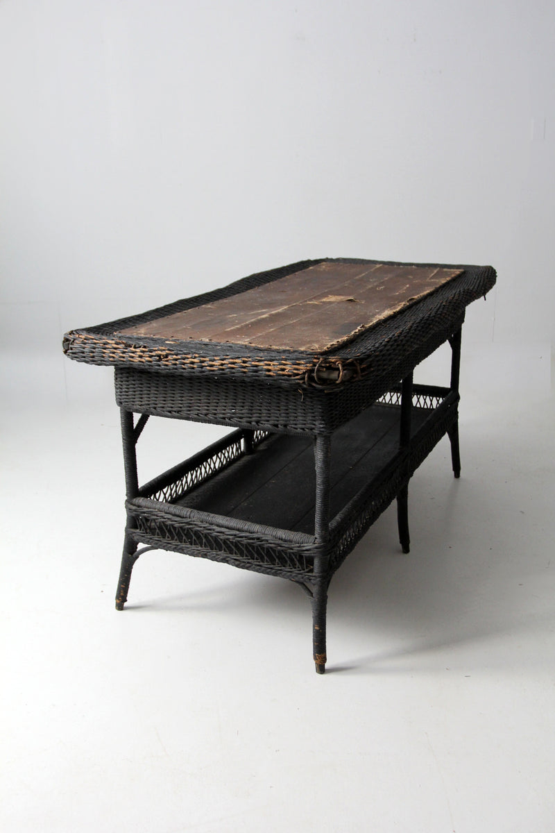 antique wicker library table