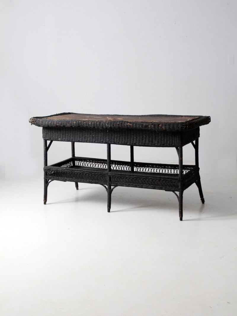 antique wicker library table