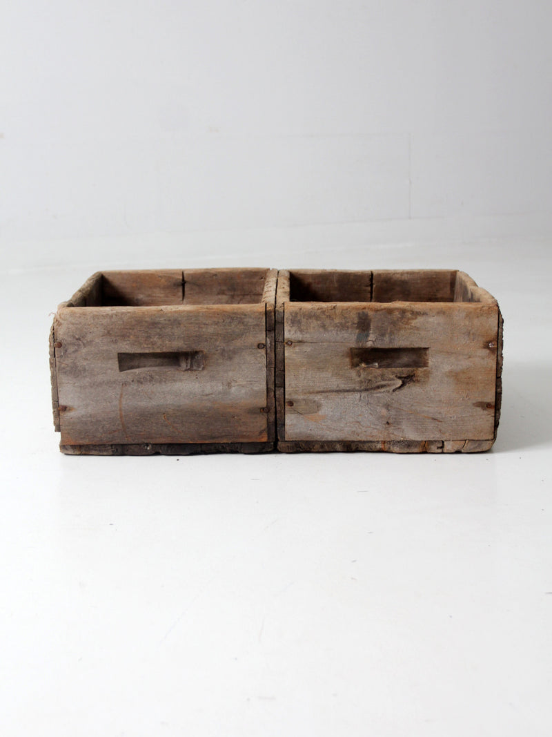 antique double bin wooden crate