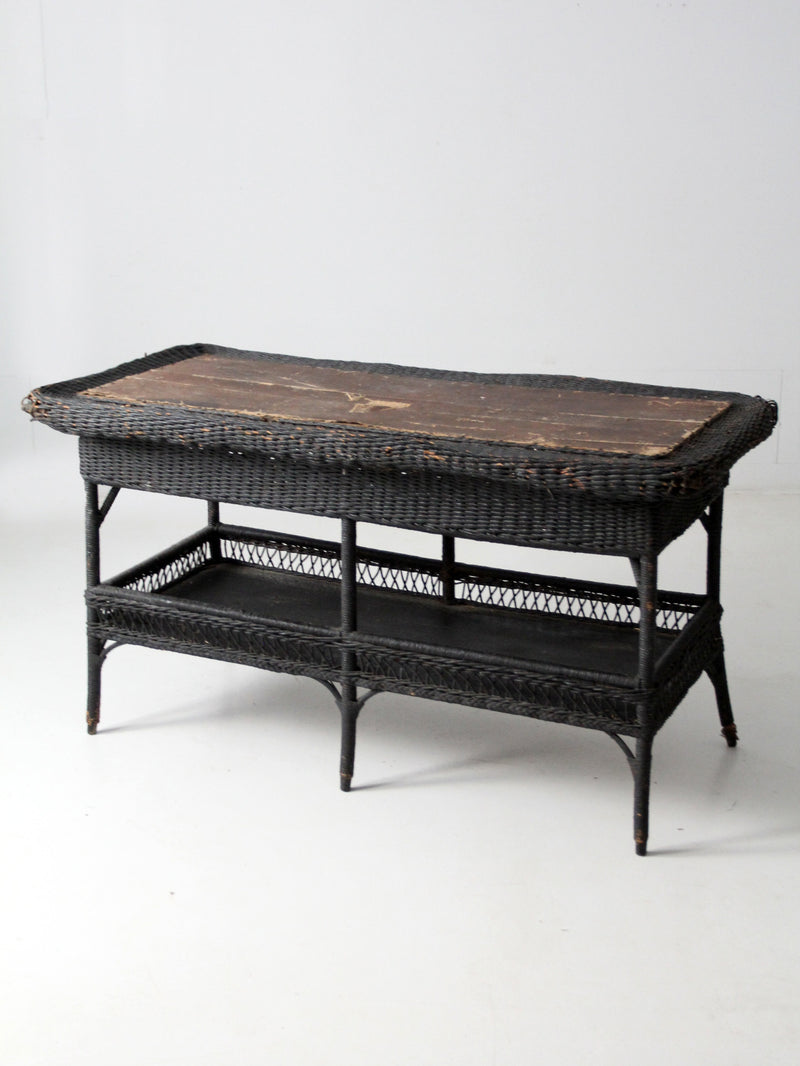 antique wicker library table