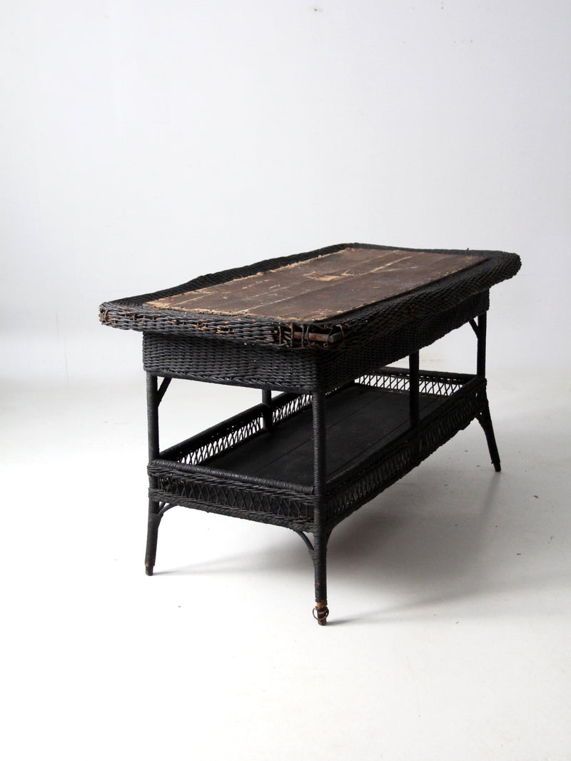 antique wicker library table