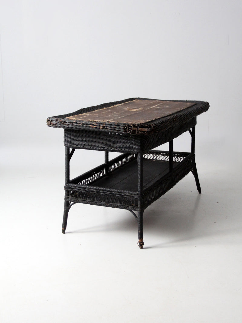 antique wicker library table