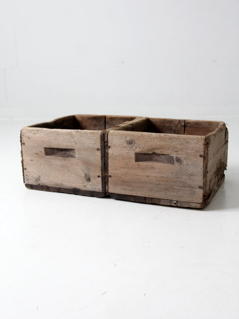 antique double bin wooden crate