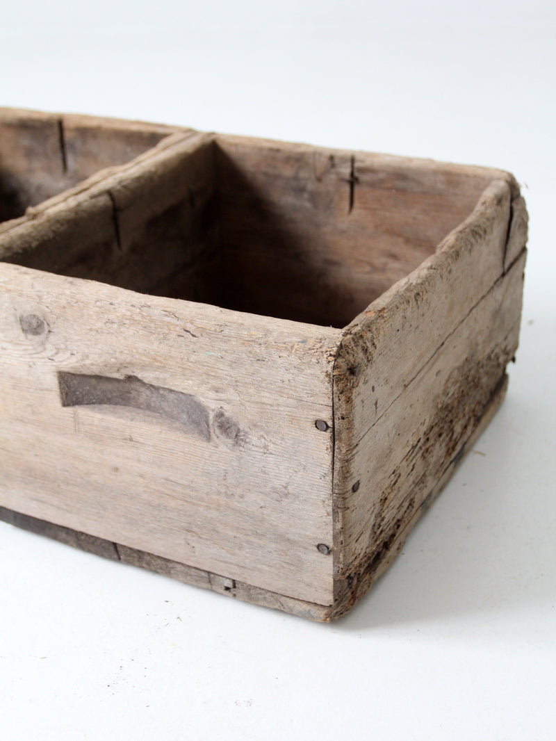 antique double bin wooden crate