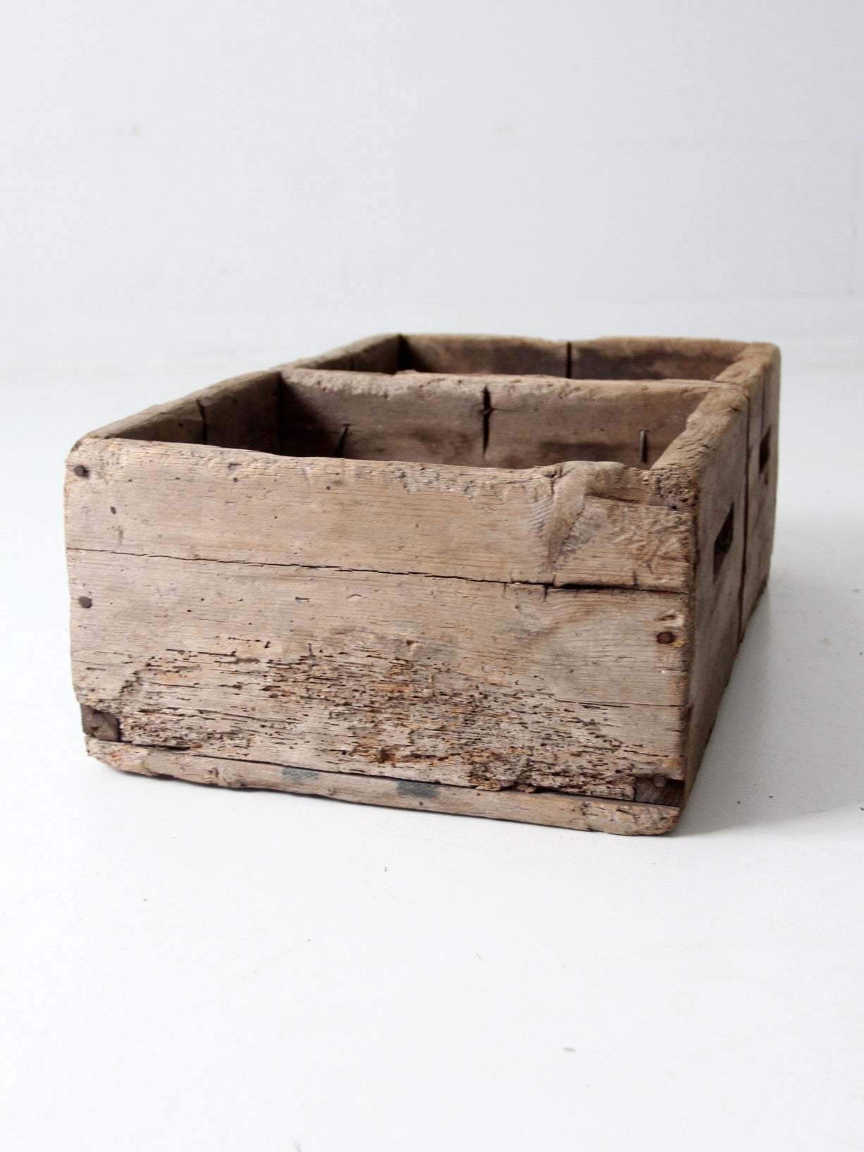 antique double bin wooden crate