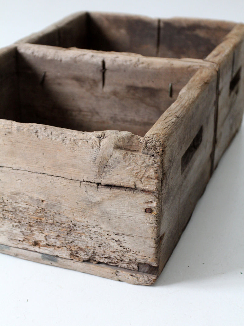 antique double bin wooden crate