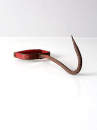 vintage red iron hay hook