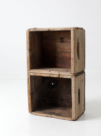 antique double bin wooden crate