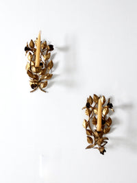 pair of vintage tole candle sconces