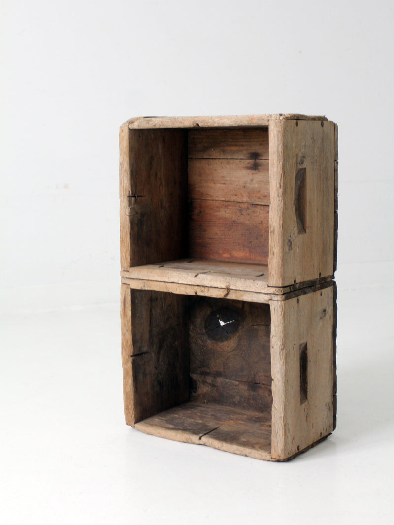 antique double bin wooden crate