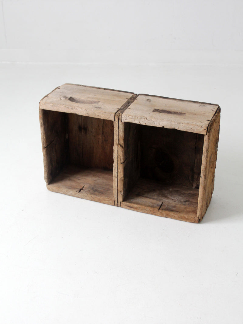 antique double bin wooden crate