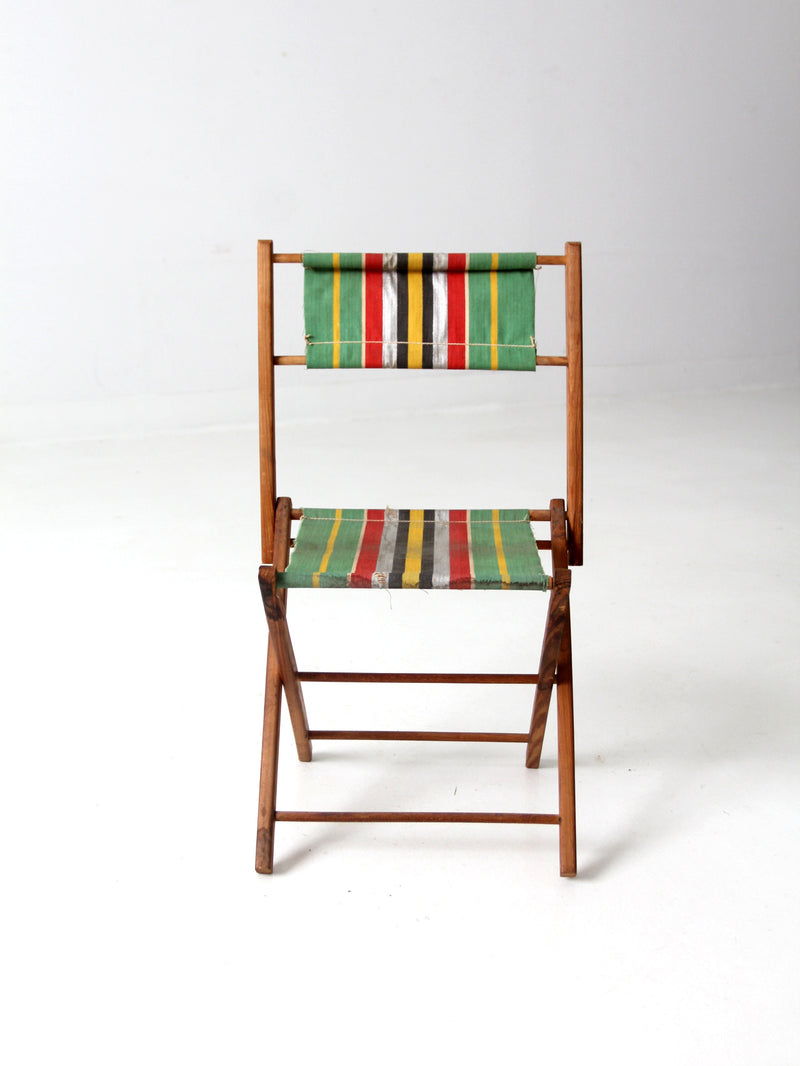 vintage kid's stripe canvas folding chair