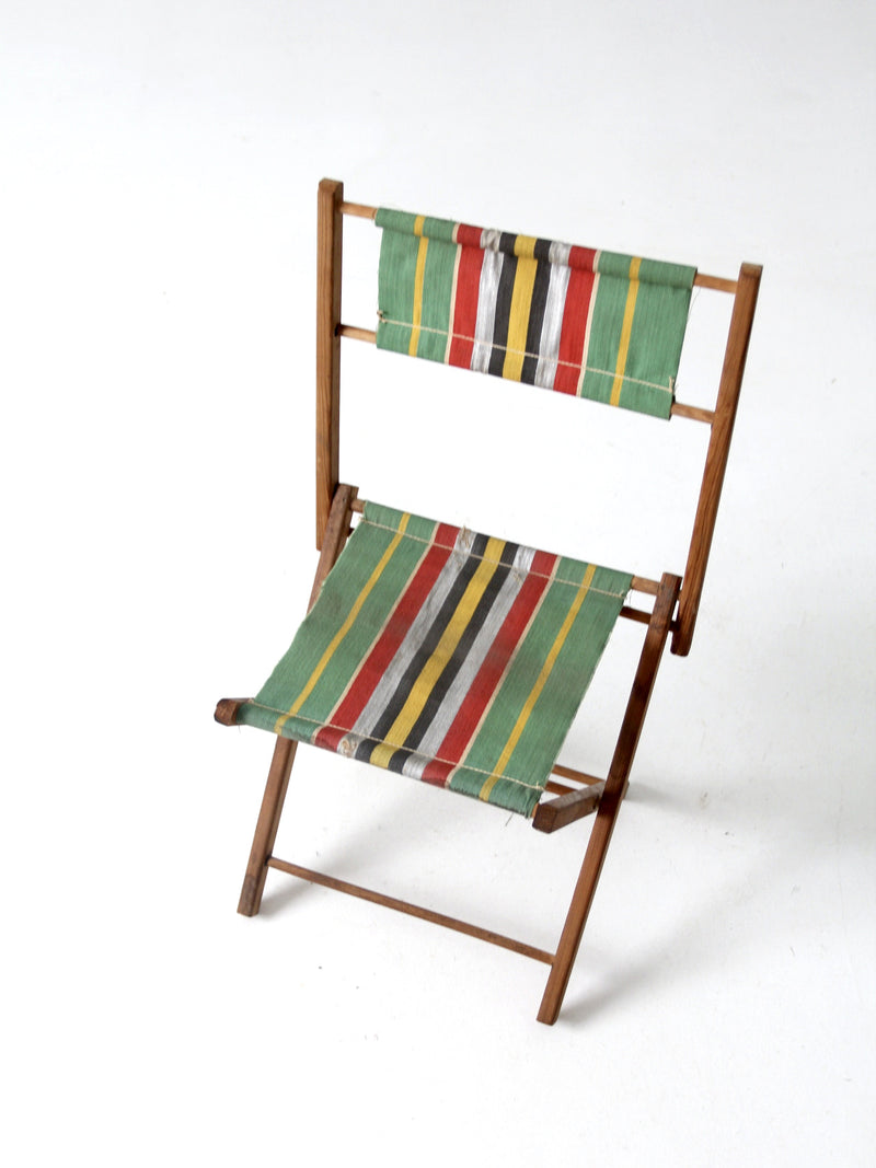 vintage kid's stripe canvas folding chair