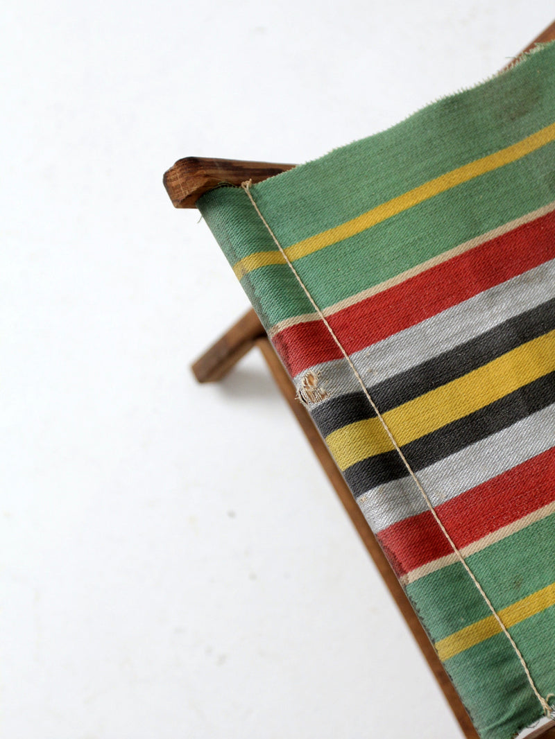 vintage kid's stripe canvas folding chair