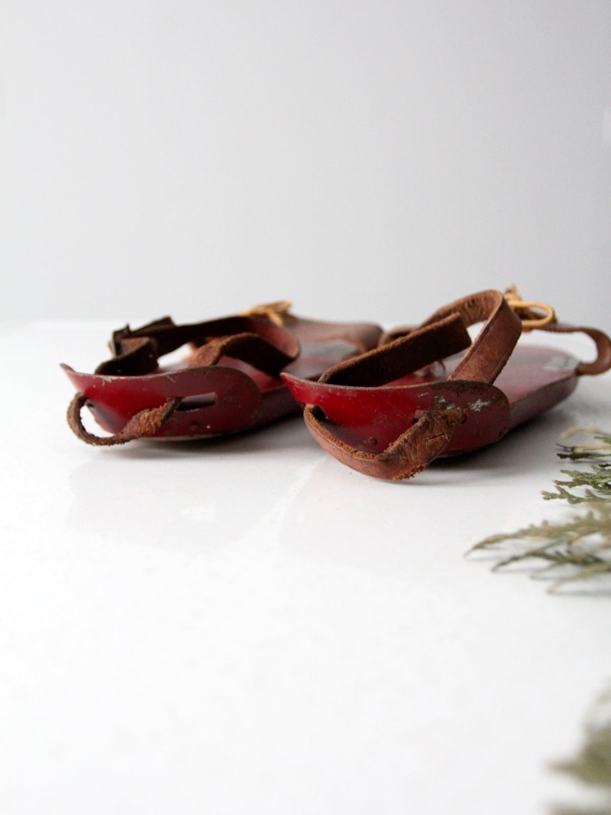 antique wooden ice skates | vintage winter decor