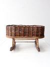 vintage wicker planter basket on rocker base